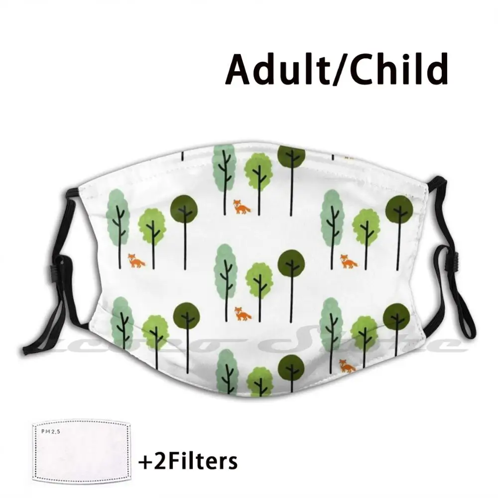 Abstract Trees And Fox Print Mask Adult Child Washable Pm2.5 Filter Logo Creativity Fox Tree Foxes Trees Leaves Forest Red