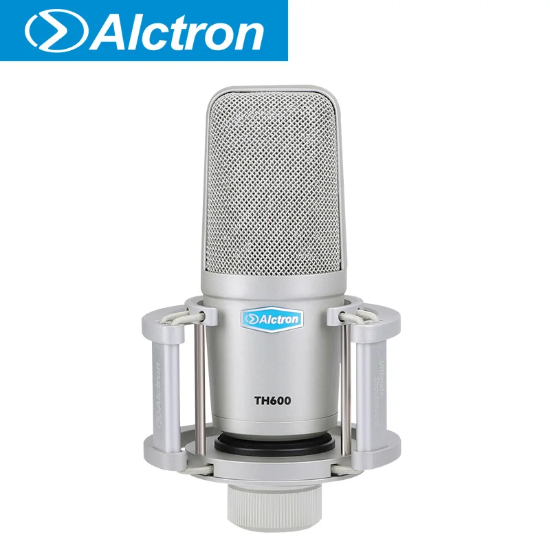 Micrófono condensador Alctron TH600 usado en estudio, viene con filtro pop y soporte antigolpes, grabación vocal, puesta en escena, etc.
