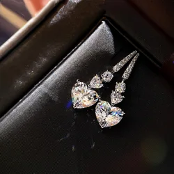 Classic Heart love Moissanite 925 sterling silver Dangle Earring Lab Dimaond Party Wedding Drop Earrings for Women Bridal