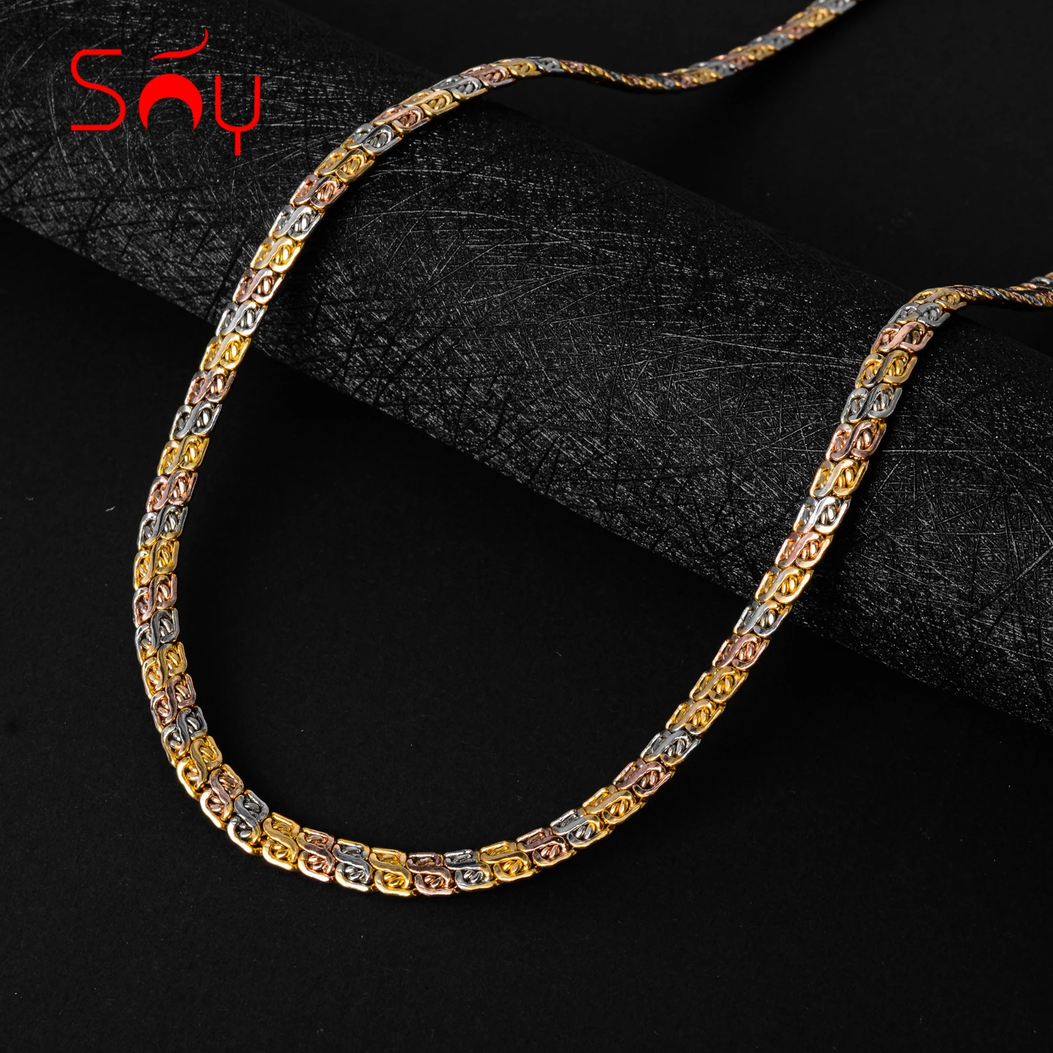 Sunny Jewelry Fashion New Copper Necklace Chains Three Color Italy Gold Plated Women Man High Quality Classic Trendy Daily Wear