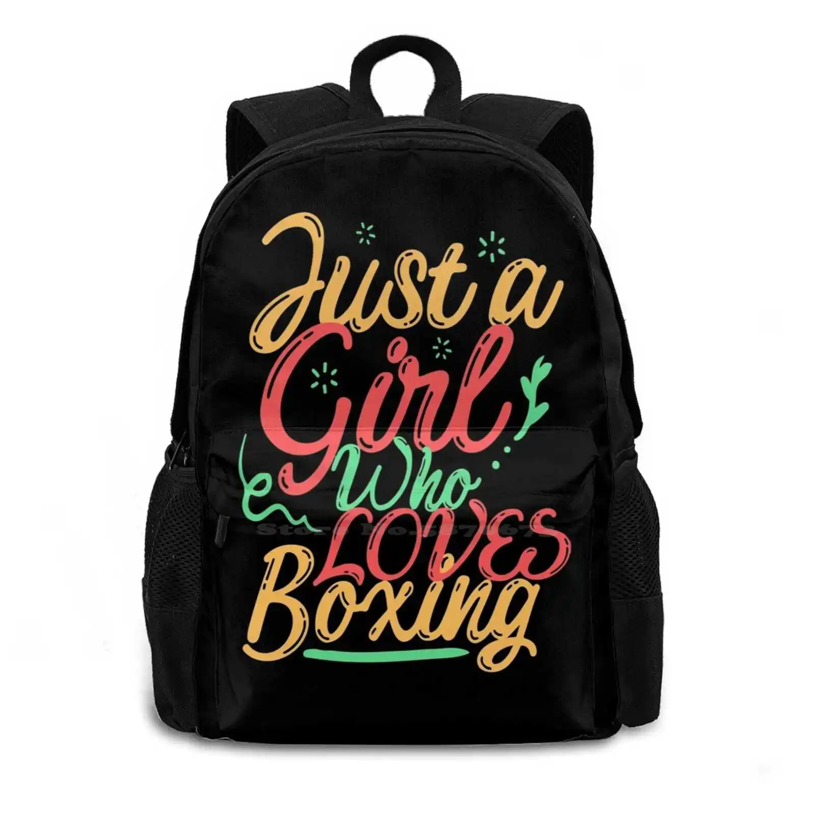 Just A Girl Who Loves Boxing Cute Pattern Design Bagpack School Bags Just A Girl Who Loves Boxing Funny Cute Fight Sport Gym