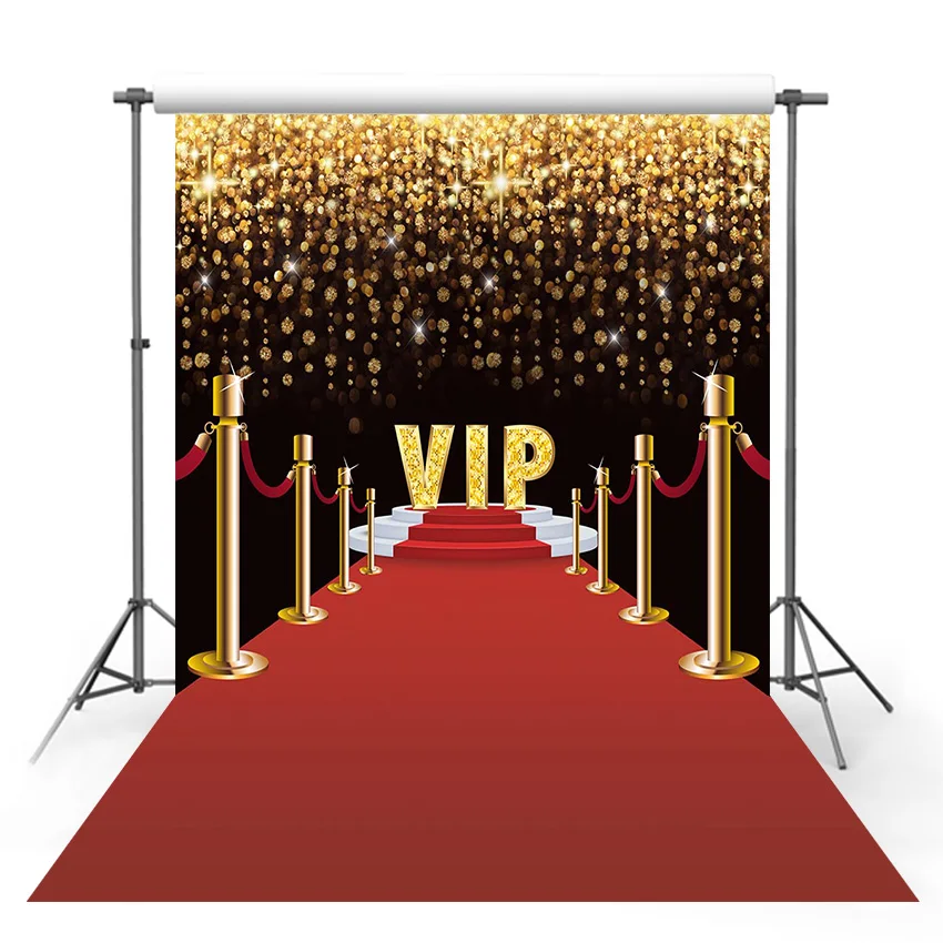 

Photography Backdrop Red Varpet Stage Gold Rope Vip Luxury Party Birthday Photo Background Photo Studio Backdrop Prop