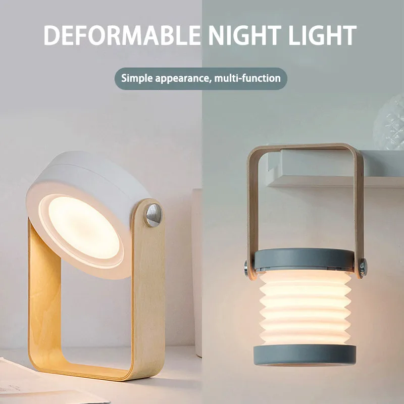 Foldable Portable LED Night Light Remote Control Desk Table Lamp USB Rechargeable Bedside Decorative Lantern Lamp For Kids Baby