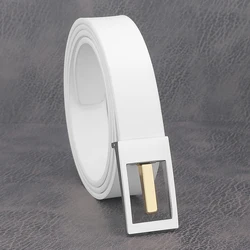 Ceinture en cuir véritable avec boucle lisse pour hommes et femmes, ceintures décontractées en argile blanche, ceinture noire à la mode, haute qualité, 2.9cm de large