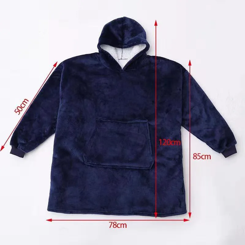 Oversized Hoodie Blanket With Sleeves Sweatshirt Plaid Winter Fleece Hoody Women Pocket Female Hooded Sweat Oversize Femme