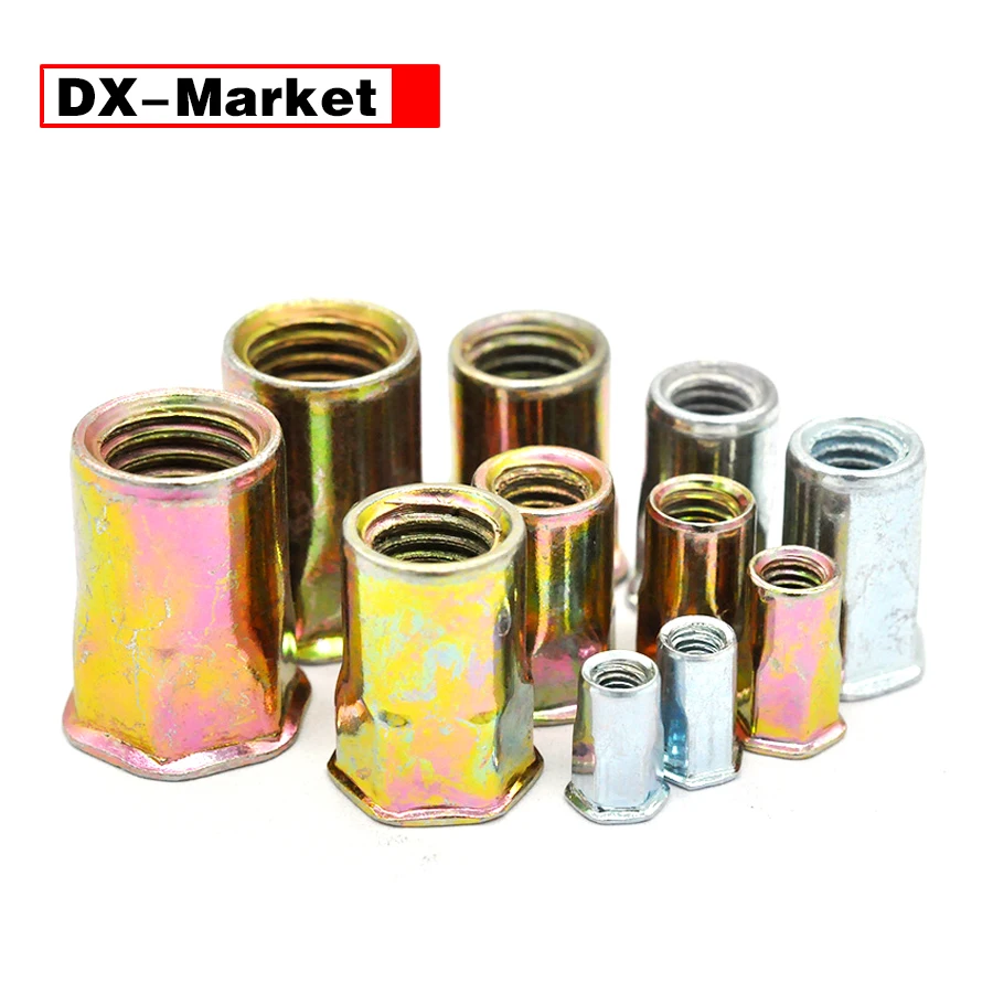 M4 M5 M6 M8 M10 M12 Rivet Nut,คาร์บอนเหล็กหัว Semi-Hex Rivet Nut,k004