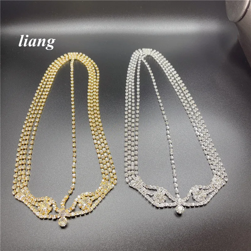 Hairclip Crystal Eyebrows Falling Headdress Bride Forehead Chain Multi-layer Tassel Hair Head Chain Wedding Accessories Tiara