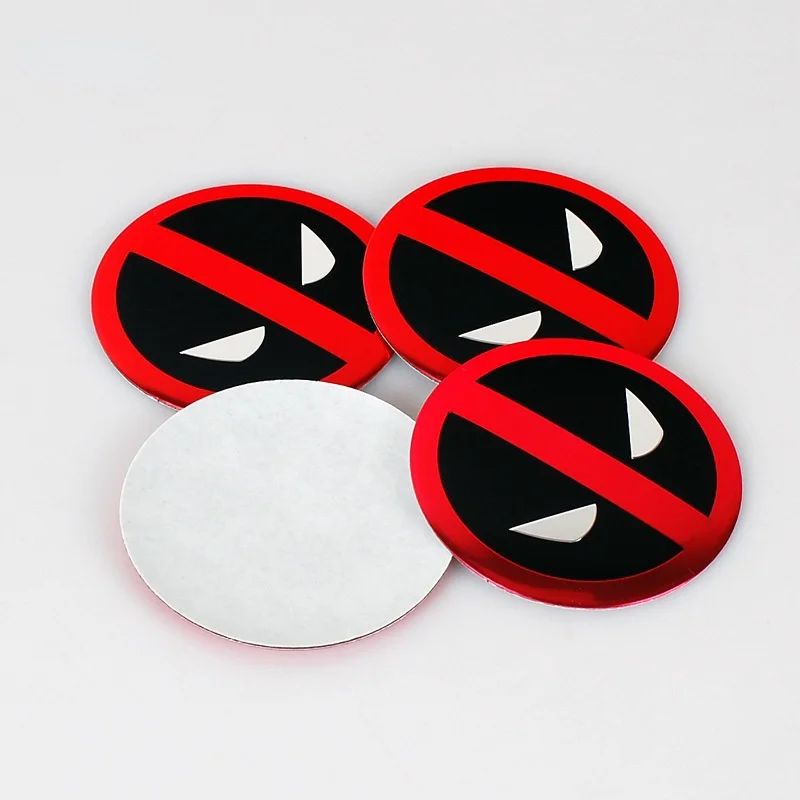 4 Pcs 3D Metal 56mm Car Wheel Center Hub Cap Cover Sticker Rim Emblem Badge Fit For Deadpool Car Styling