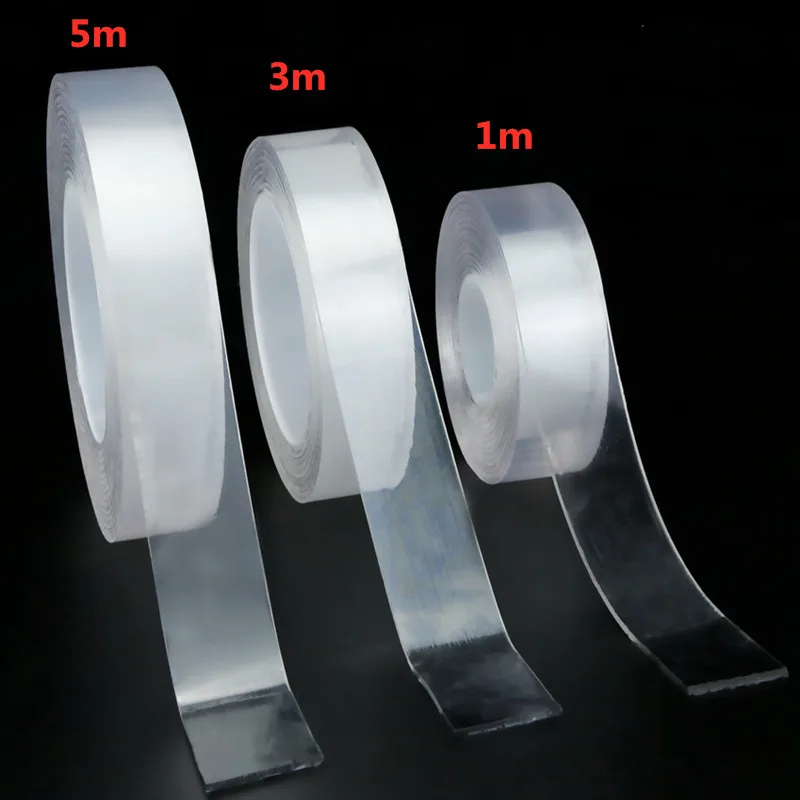 1/2/3/5M Double-sided Nano Tape Washable Fixed Carpet Slot Self-adhesive Transparent Non-marking Tape Paste 2CM Thickness 1mm