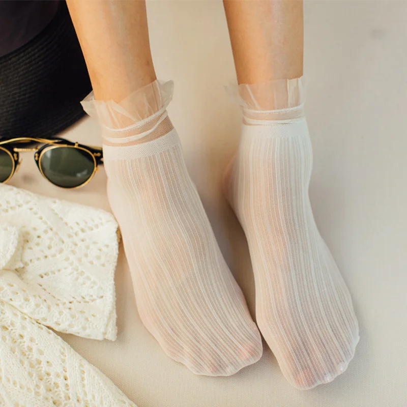 Woman Socks 1 Pair Spring New Fashion Socks Solid Color Women Soft Cute Long Socks For Women Mesh Thin Socks High Quality