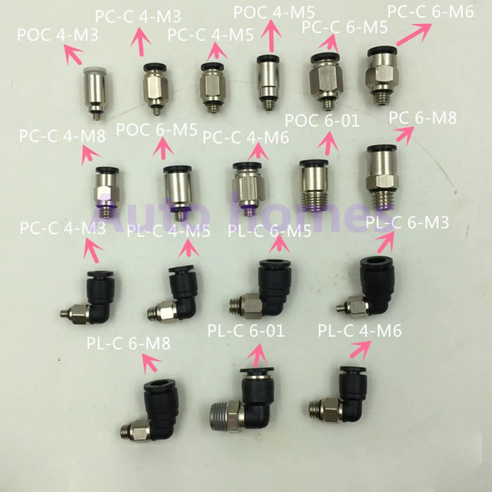 Pneumatic Valve Micro Connectors10pcs A Lot High Quality Mini Type Fittings PC-C POC-C PL-C 4mm 6mm ,M3 M5 M6 M8 1/8