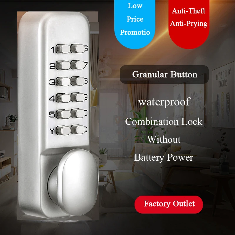 LSTABAN Zinc Alloy Mechanical Password Door Lock Office Household Wooden Door Iron Door Indoor And Outdoor Keyless Password Lock