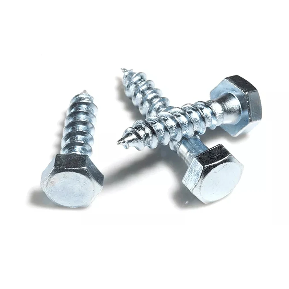 Yiqianyuan 5Pcs-10Pcs DIN571 M8 Carbon Steel Blue Zinc Plated Hexagon Head Wood Screws Furniture Self-tapping Screw
