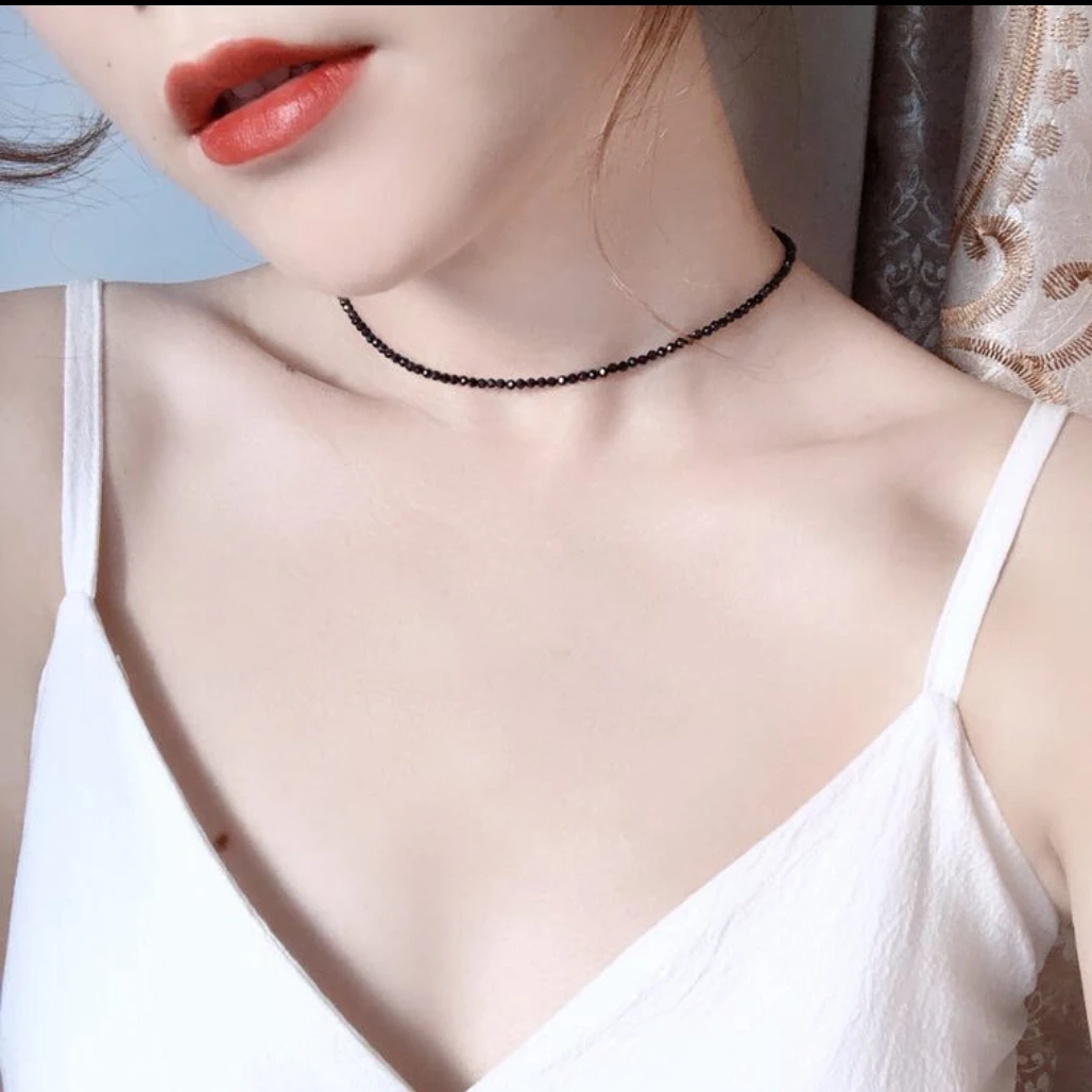 LiiJi Choker Necklace Real Black Spinel Freshwater Pearl 925 Sterling Silver Women Gift for Mothers Friend