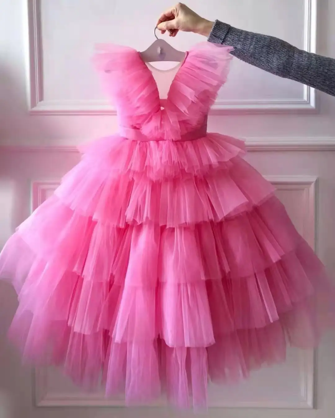 Vestido de babados para menina, Vestido longo flor menina para criança, Vestido de baile para foto, Princesa vestido de baile