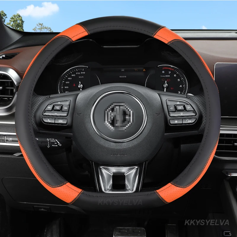 PU Leather Car Steering Wheel Cover 15 Inch/38cm for MG 3 5 6 7 ZS HS GS EHS EZS GT EV RX Currency Accessories