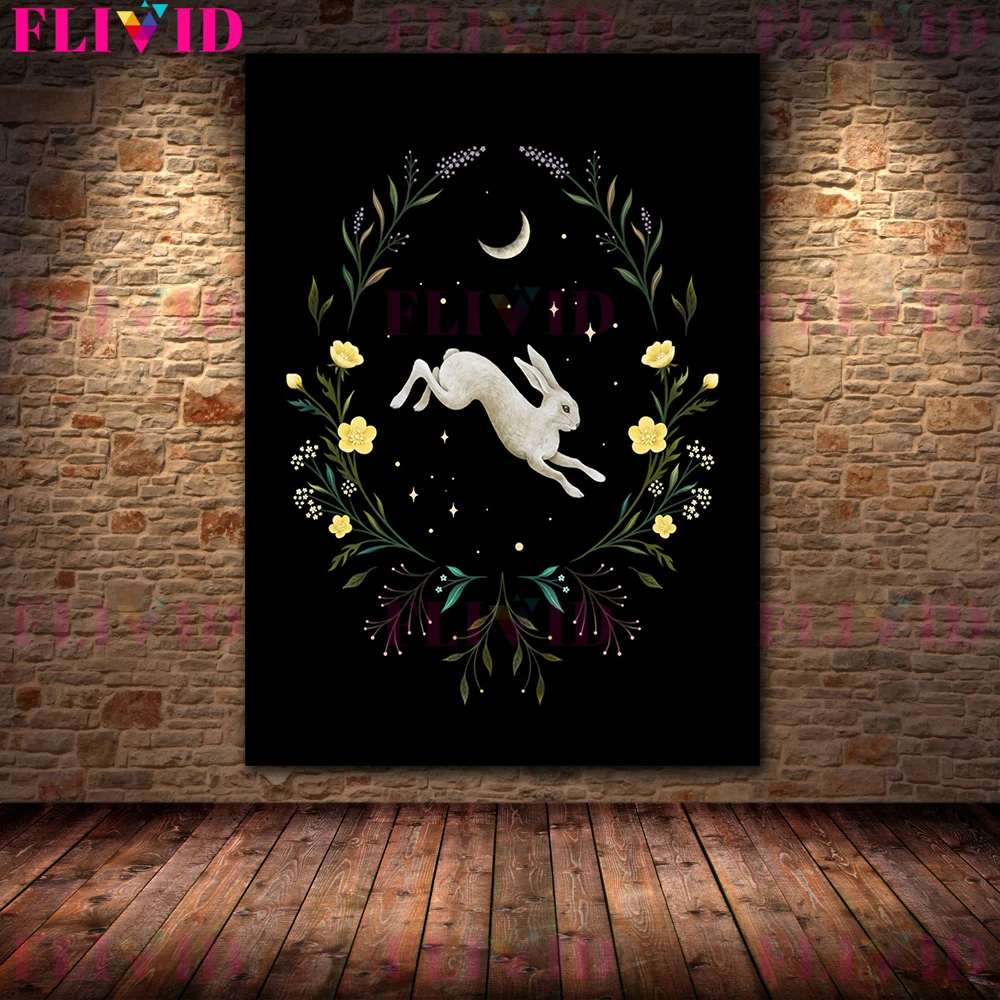 Boho Wall Decor Celestial Moon Phases Magical Flora Wicca Wall Art Canvas Paitning Decoration Poster And Prints For Living Room