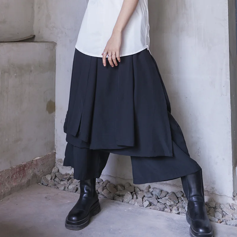 

Ladies Wide Leg Pant Skirt Spring And Autumn New Dark Yamamoto Asymmetrical Design Loose Slit Large Size Wide Leg Pant