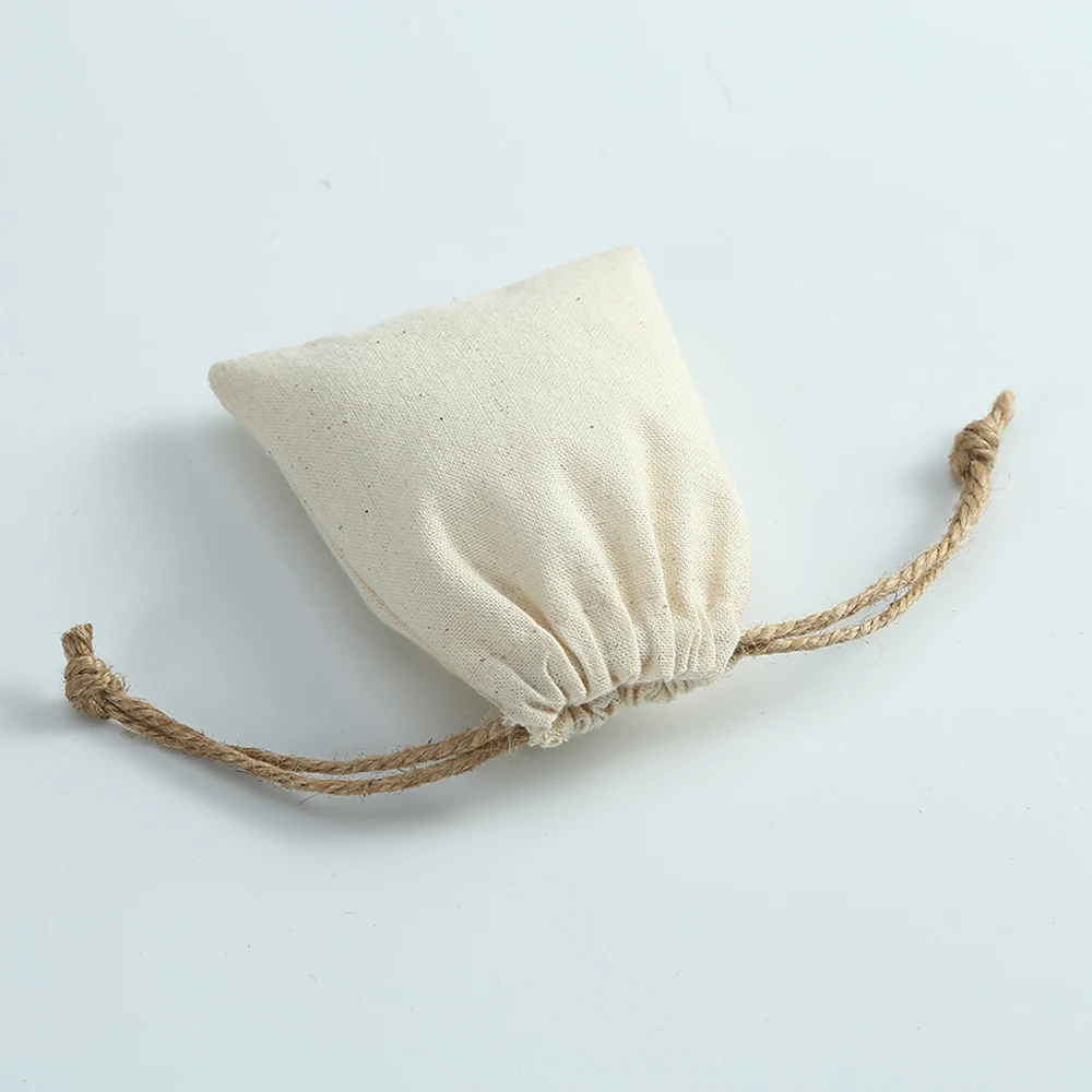 10 Stück Baumwoll-Musselin-Schmuck-Geschenkbeutel, Sackleinen-Verpackungsbeutel, Organizer, Hochzeit, Weihnachten, Party, Süßigkeiten, Geschenk, Mariage, Jutesack – Detail 7