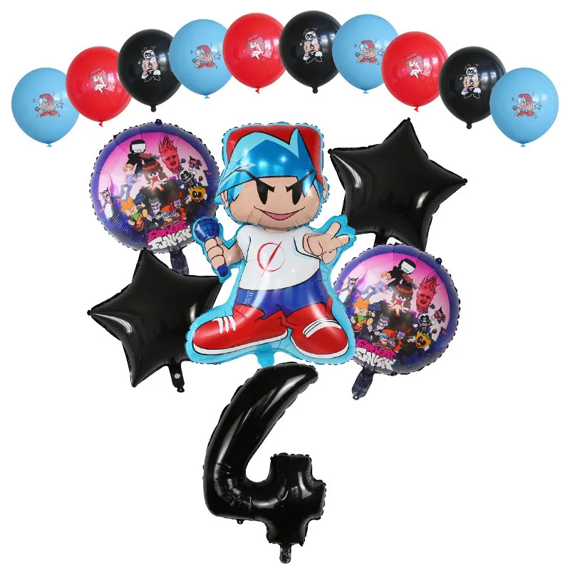 16pcs Cartoon Friday Night Funkin Balloons Set 30inch Number Globos Music Game Theme Kids Happy Birthday Party Decorations Toys