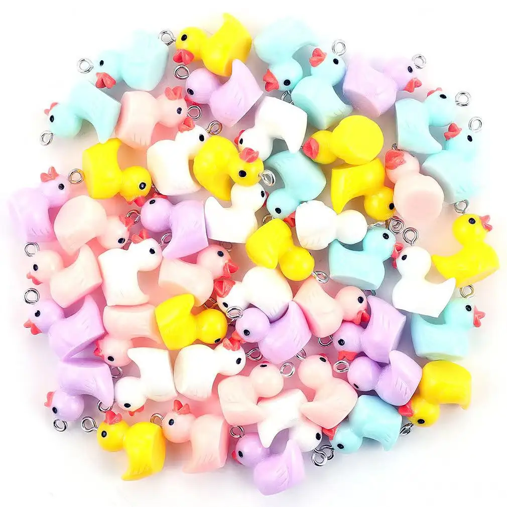 10pcs 3D Yellow Pink Sky Blue Duck Resin Simulation Pendants Crafts DIY Making Findings Handmade Jewelry for Earring Necklace