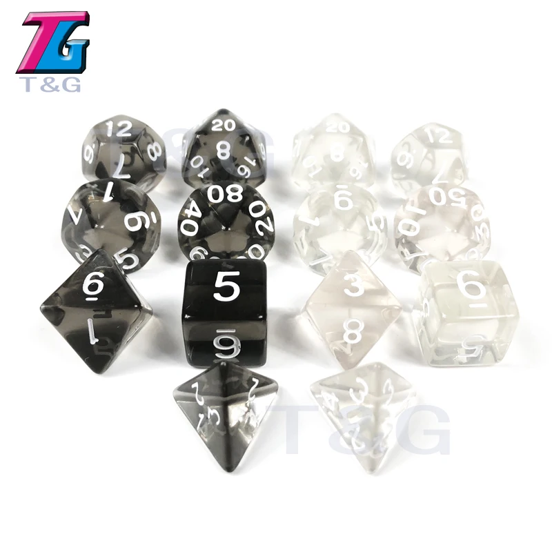 ขายส่ง7ชิ้น/ล็อตชุดลูกเต๋า Polyhedral D4,D6,D8,D10,D10 %,D12,d20ที่มีสีสันอุปกรณ์เสริมสำหรับเกมกระดาน,DNDGame, RPG 25สี