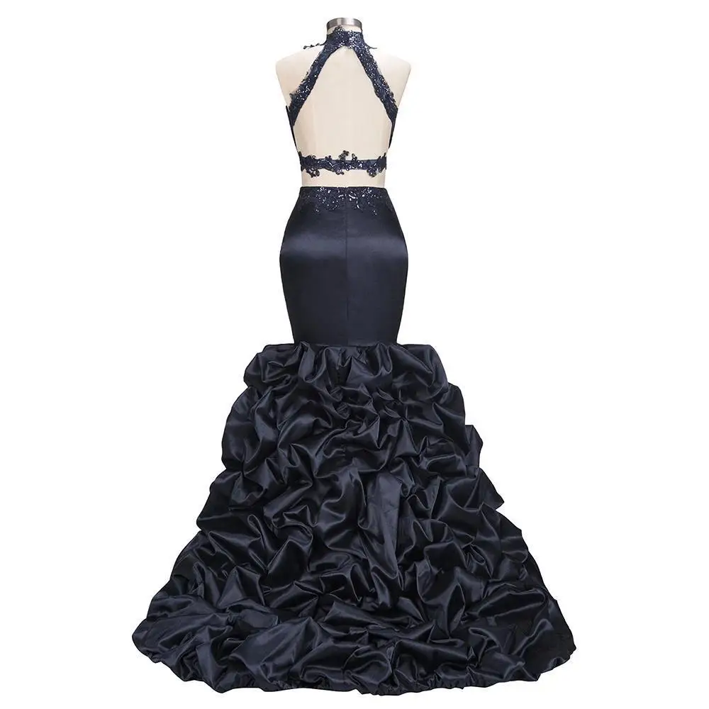 Elegant Black Long Evening Dress Mermaid Backless Halter Evening Party Prom Gowns Formal Women Dress Backless Custom Make