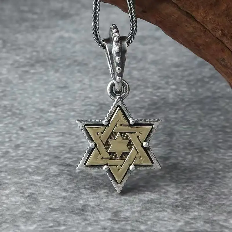 Creative Retro Wild Star of David Five-Pointed Star Pendant Necklace Men\'s and Women\'s Fashion Trend Jewelry Gifts