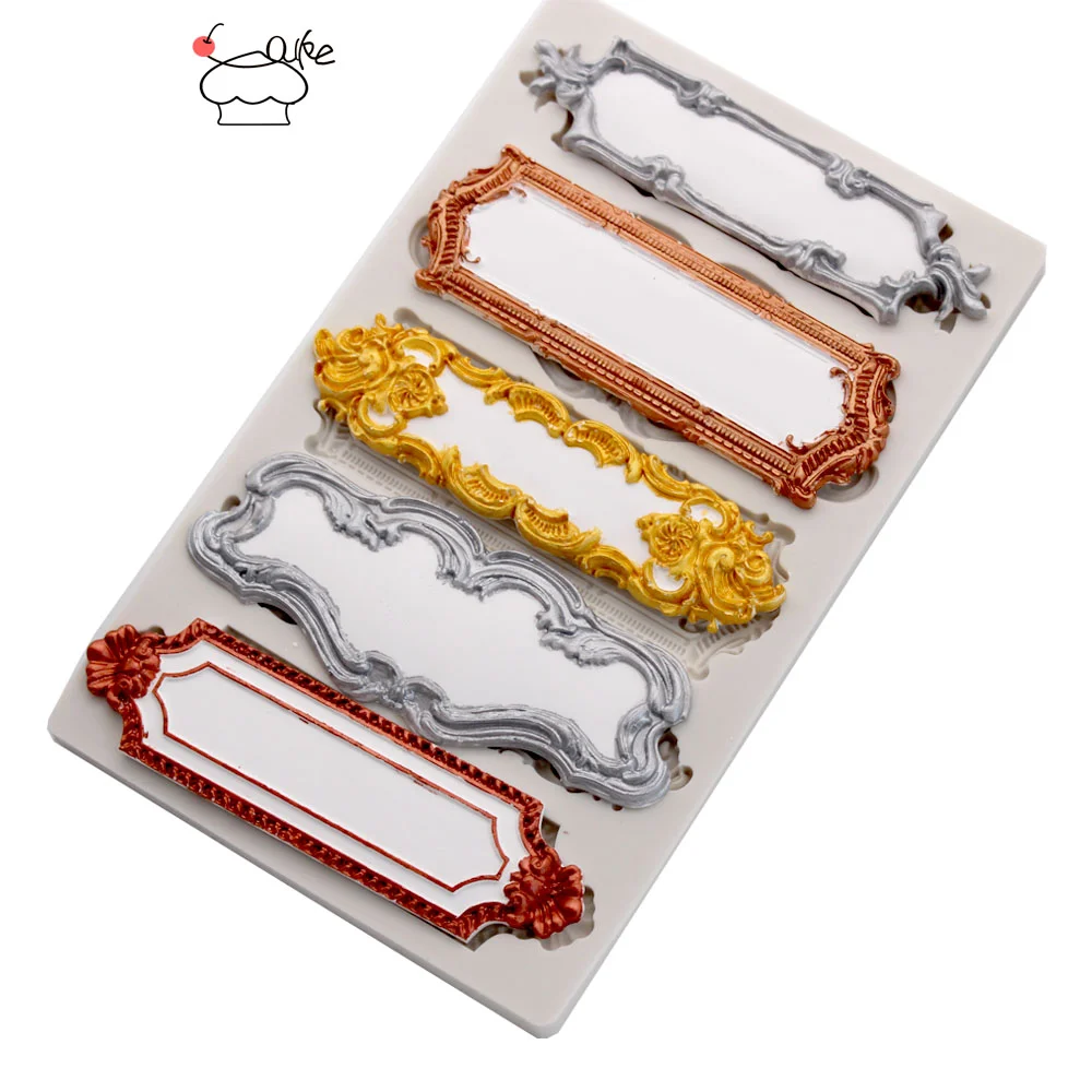 Frame Silicone Mold Kitchen Cake Baking Decoration DIY Epoxy Plaster Craft Chocolate Mold Retro Frame Modeling Silicone Mold