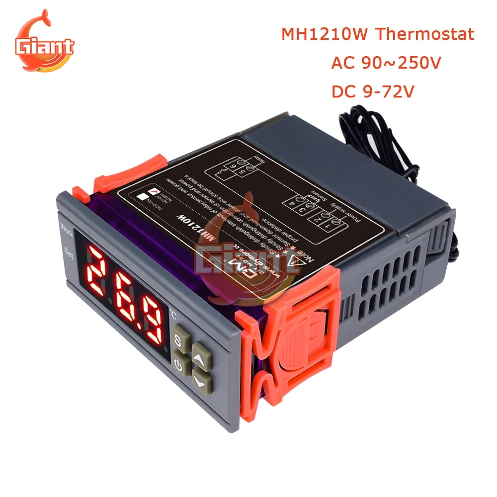 MH1210W Digital Temperature Controller 110V 220V 12V 10A Thermostat Adjustable Temperature Control Switch Temperature Regulator