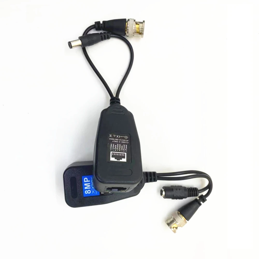 Passive CCTV Coax BNC Power Video Balun 8MP Transceiver Connectors BNC To RJ45 For CCTV Camera