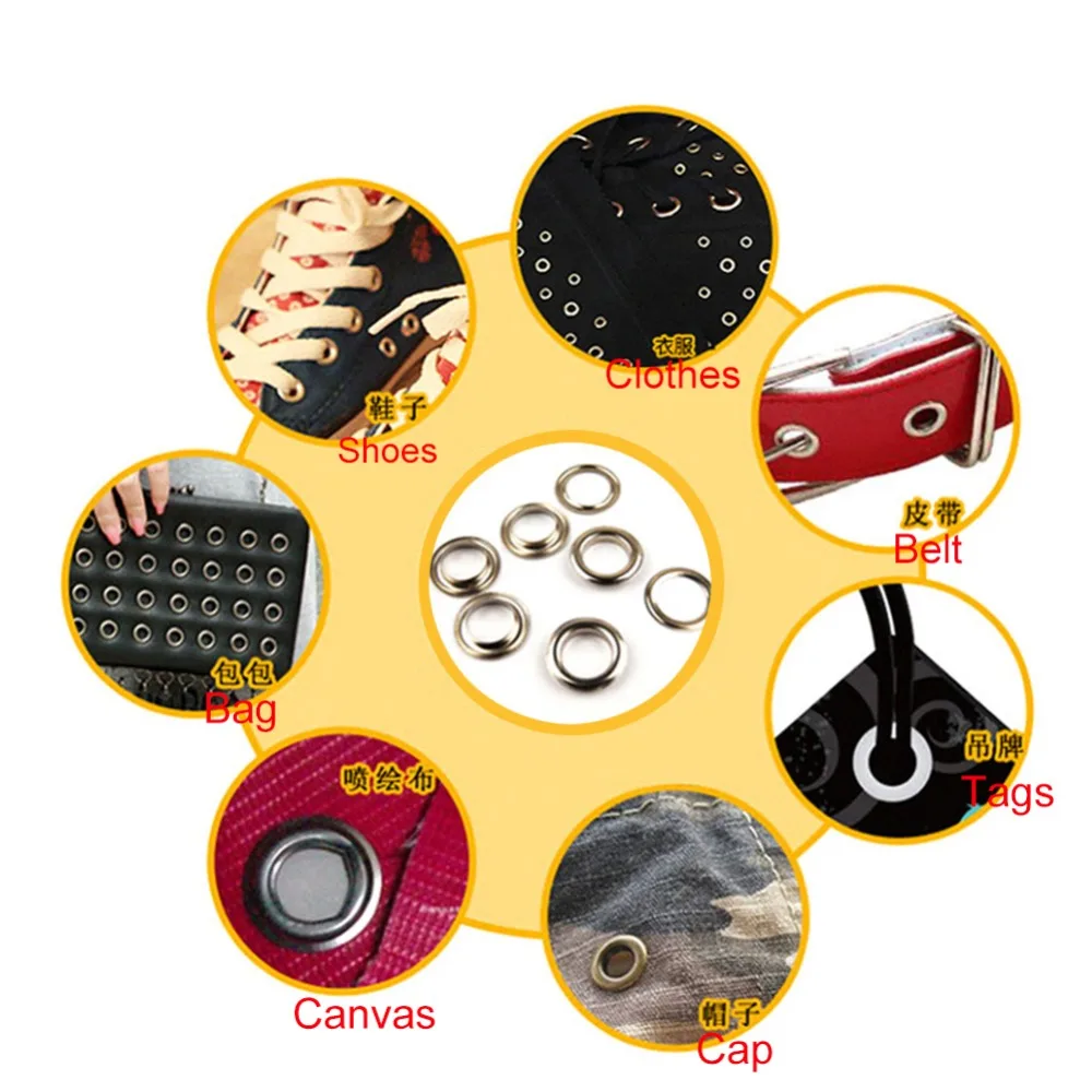 العيينة المعدنية الأزهار الثقوب لسكرابوكينغ الستائر الملابس حزام الأحذية الجلدية الخياطة DIY بها بنفسك الاكسسوارات الحرفية 4.5 مللي متر 200 قطعة