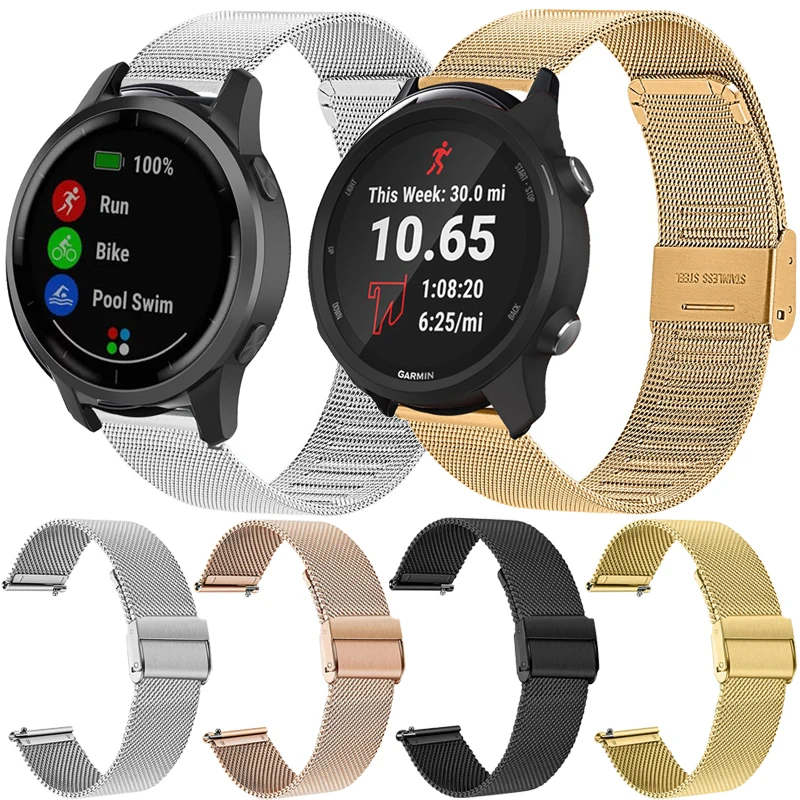 Milanese Dây Dây Đeo Cho Garmin Forerunner 245/245M 645 Vivoactive 3 Venu SQ Nhạc Vivomove HR Vòng Tay Ban Nhạc thể Thao Correa
