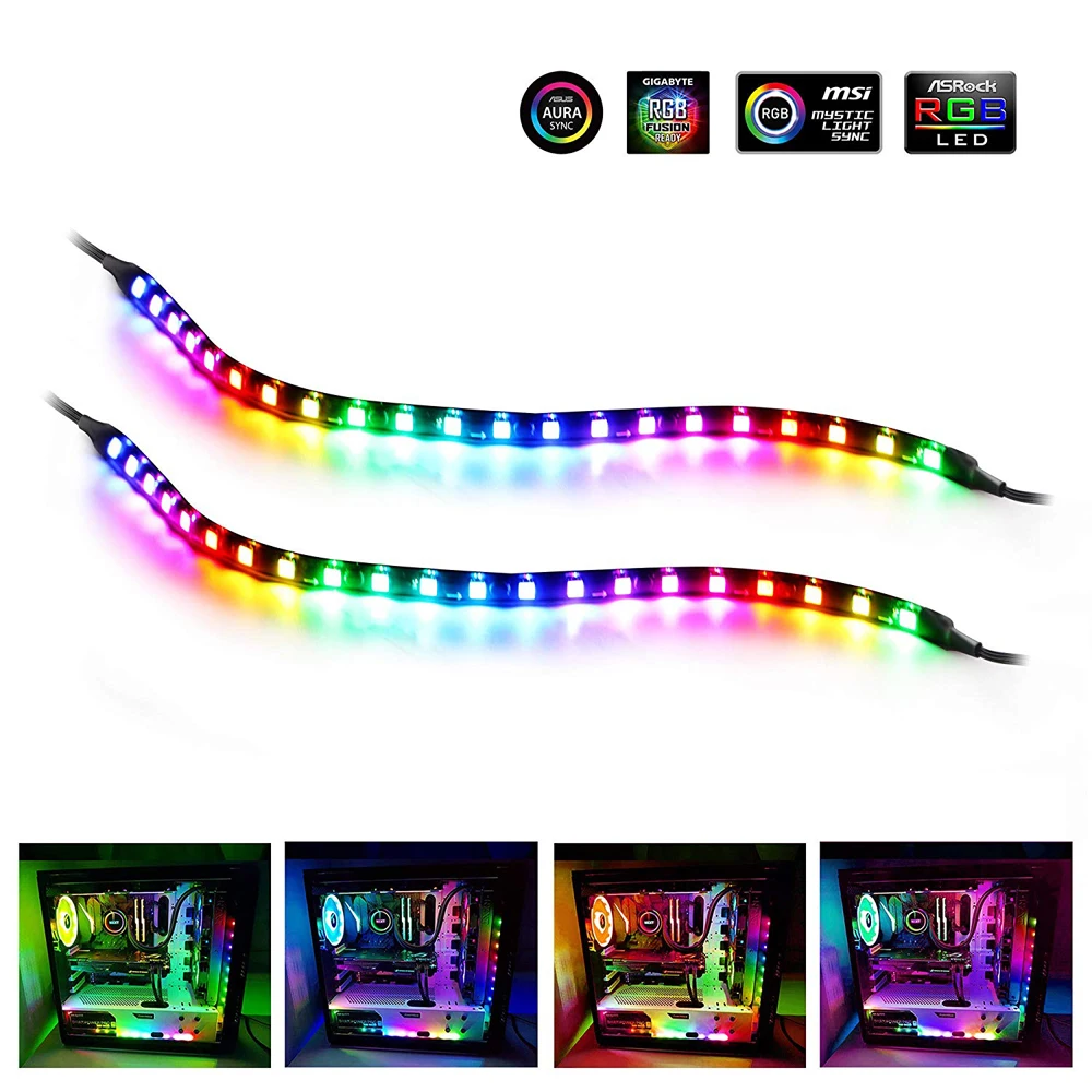 Rainbow ARGB Addressable WS2812b LED Strip For PC ASUS Aura SYNC MSI Mystic Light GIGABYTE RGB Fusion 5V 3 Pin Header Mainboard