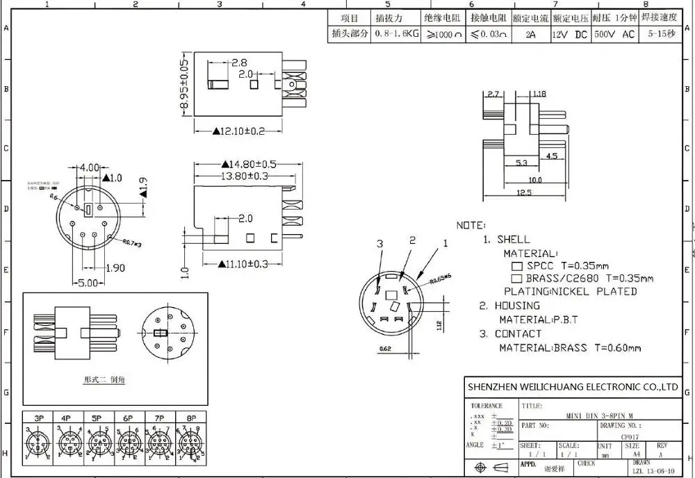 10 30 50 200 500 Pcs Din Plug Male Connector 3 4 5 6 7 8 9 10 Pin Wire Solder Injection Rating 1A 110V 2A 12V Mini Circular DIN