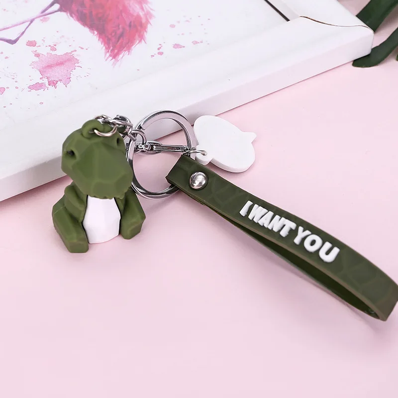 New Fashion Stereo Cute Dinosaur Keychain Key ring Panda Koala Fox Multiple Animal Keychain Cartoon Mobile Phone Bag Fun Pendant