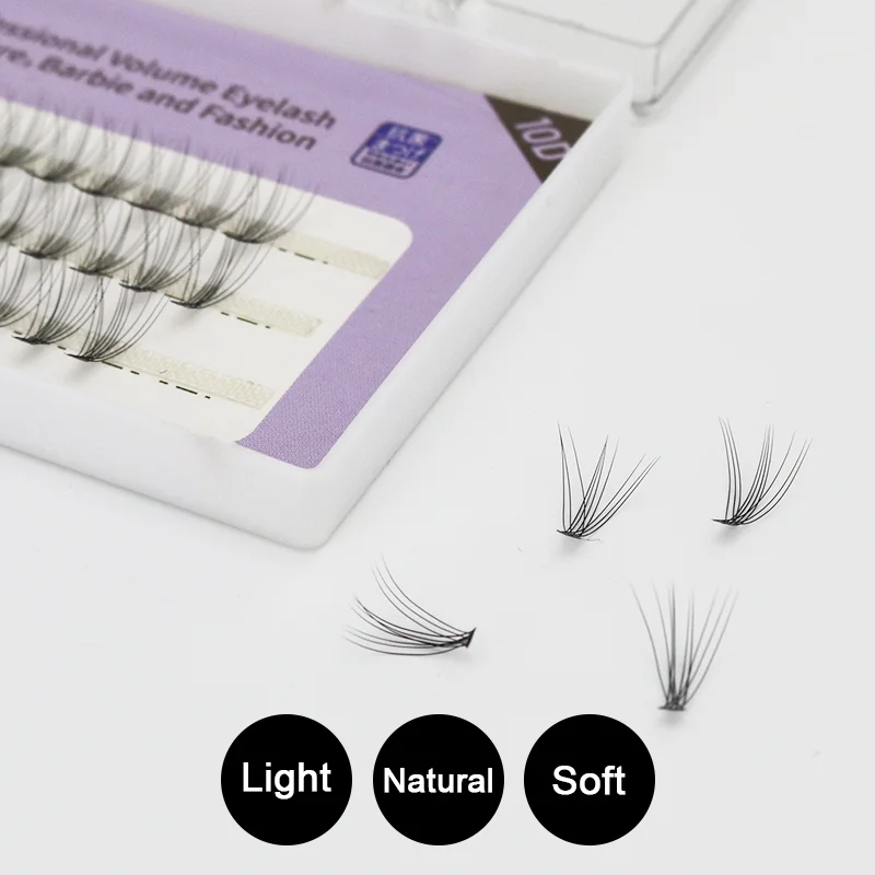 GLAMLASH Premade Volume Fans Eyelash Extension Natural Faux Mink Eyelashes Individual 10D/20D Cluster False Lashes Makeup