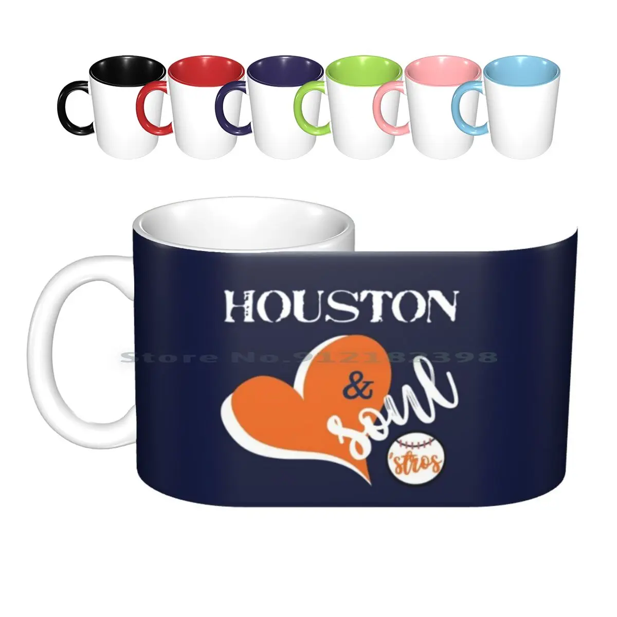 Houston Heart & Soul 'stros Ceramic Mugs Coffee Cups Milk Tea Mug Lonestar Star Sports Texas Vintage Retro Heart Teez Soul