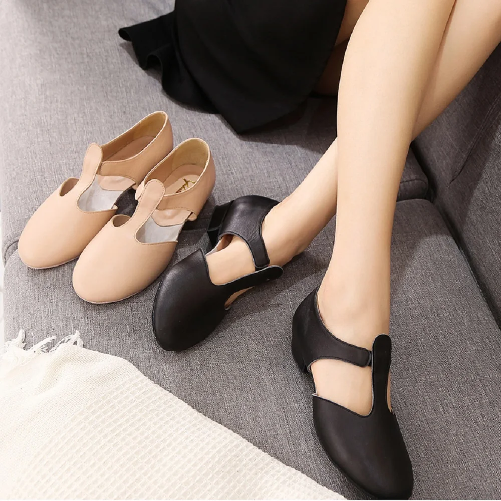 Genuine Leather Stretch Jazz Dance Shoes Women Ballet Lyrical Dancing Teachers's Excercise Dancing Pumps ALS023