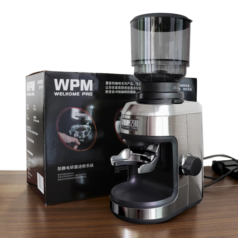 مطحنة القهوة الإيطالية مع ضوء LED ، مطحنة كهربائية للإسبريسو ، 30 ملف ، سمك قابل للتعديل ، مسحوق طيران 450 جرام