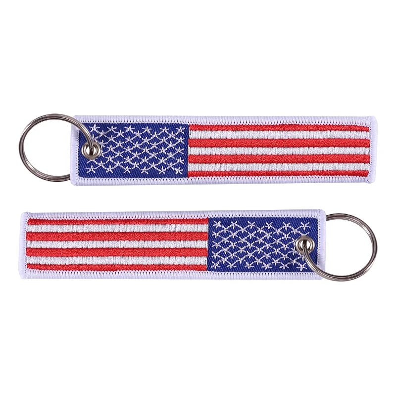 20 PCS/LOT US Flag Keychain  for Motorcycles Scooters Cars and Patriotic with Key Ring EDC American Flag Gift Keychains