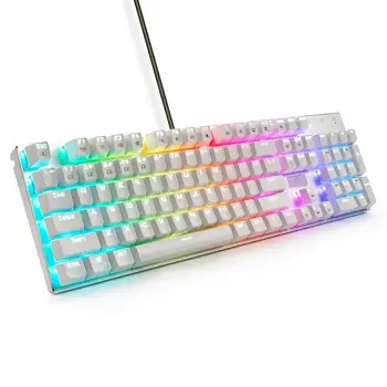 Z-88 RGB Mechanical Gaming Keyboard Red Switch Linear Quiet RGB Backlit Water Resistant 104 Keys Anti Ghosting for Mac PC White