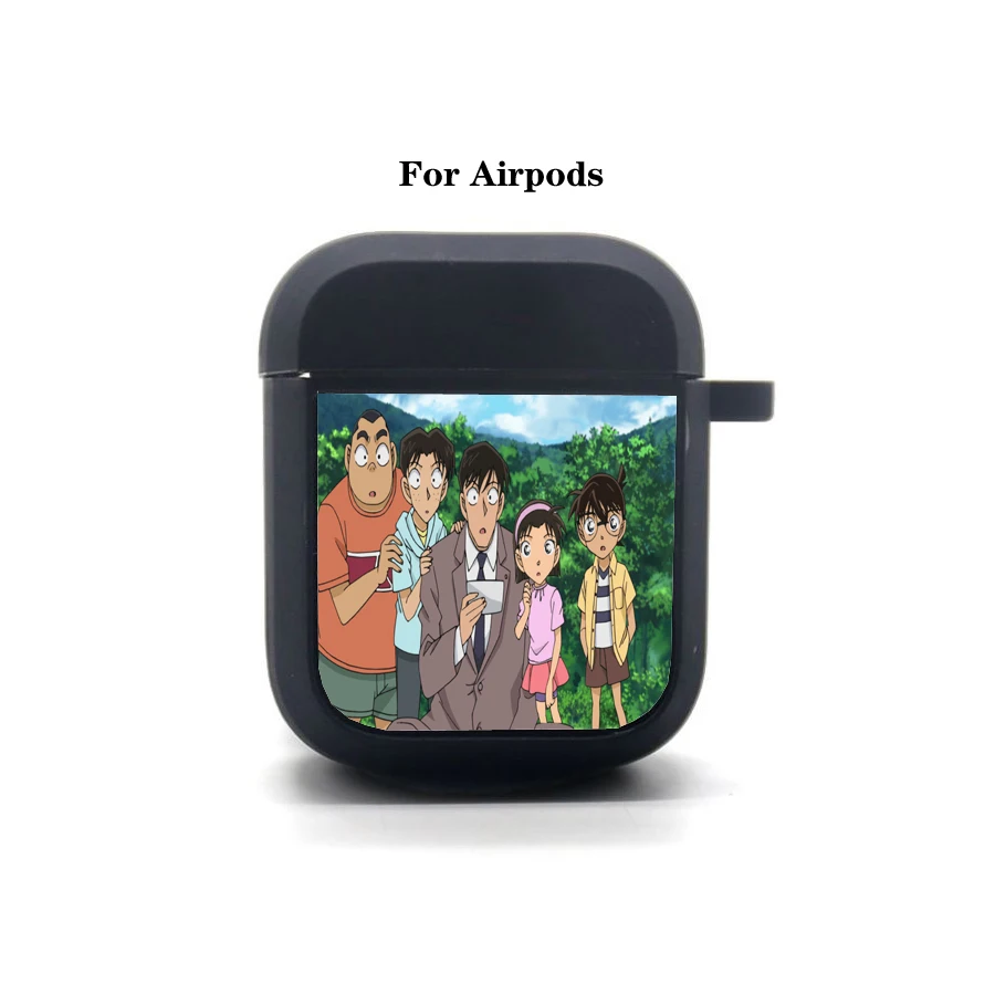 Capa detectora de anime conan airpods, bolsa de silicone macio para fones de ouvido, caixa protetora de fone de ouvido bluetooth