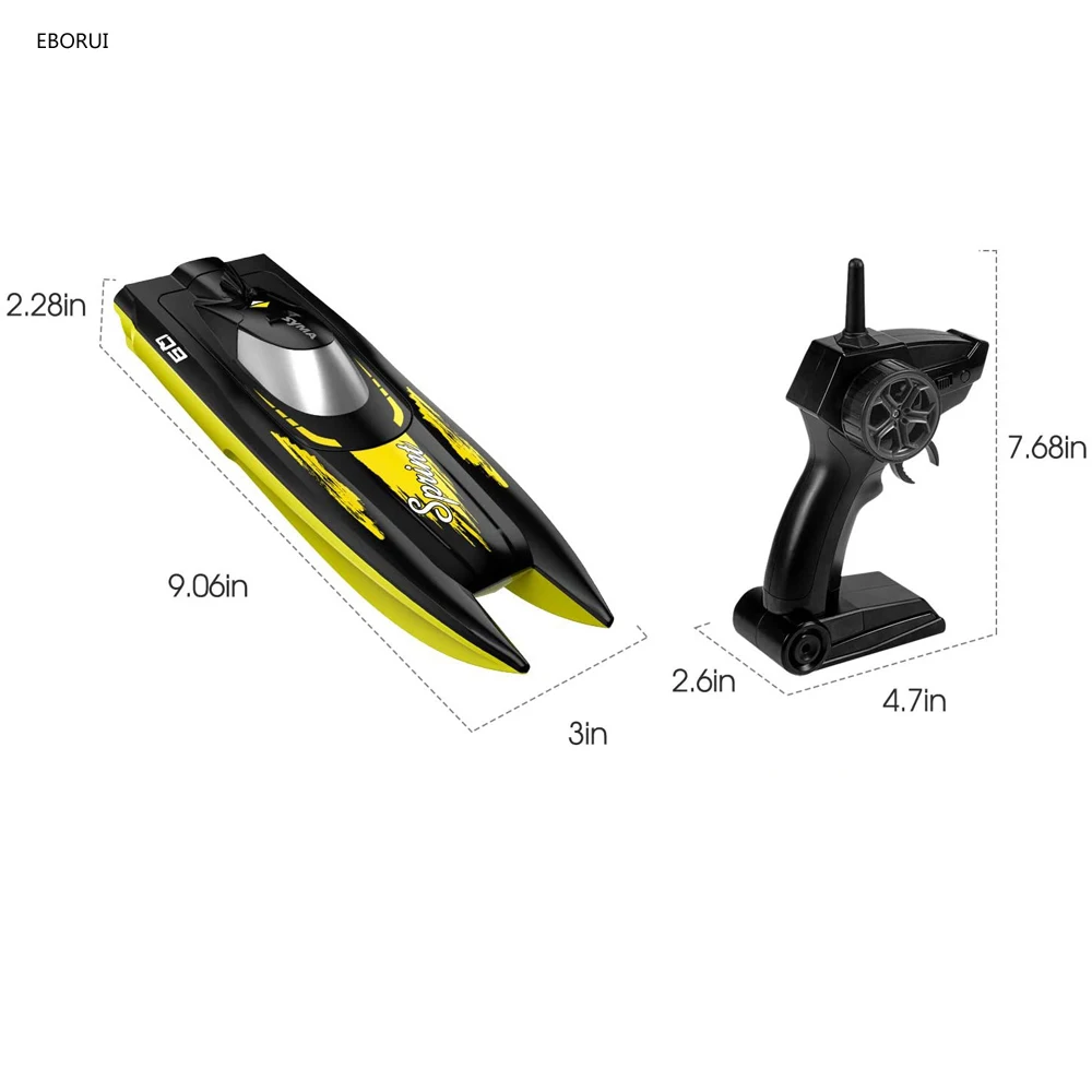 Syma-barco a Control remoto Q9 para niños, lancha rápida de 2,4 GHz, 10 km/h, doble potencia, batería baja, recordatorio, barco a Control remoto, juguete para regalo