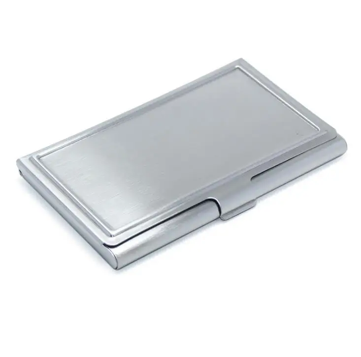 100PCS Blank DIY Stainless Steel Metal Business Name Credit ID Card Pocket Case Box Keeper Holder  SN255