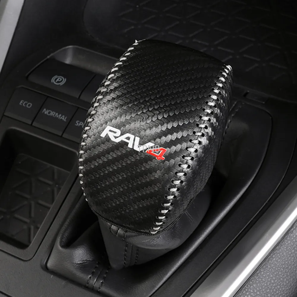 Cubierta de palanca de cambios para coche, accesorio de cuero genuino para Toyota RAV4, 2019, 2020, 2021