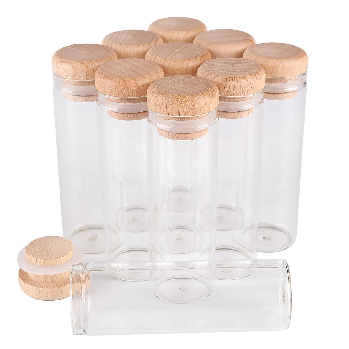 24 pieces 45ml 30*90mm Test Tubes with Wooden Caps Glass Jars Glass Vials Wishing Bolttes Wish Bottle for Wedding Crafts Gift