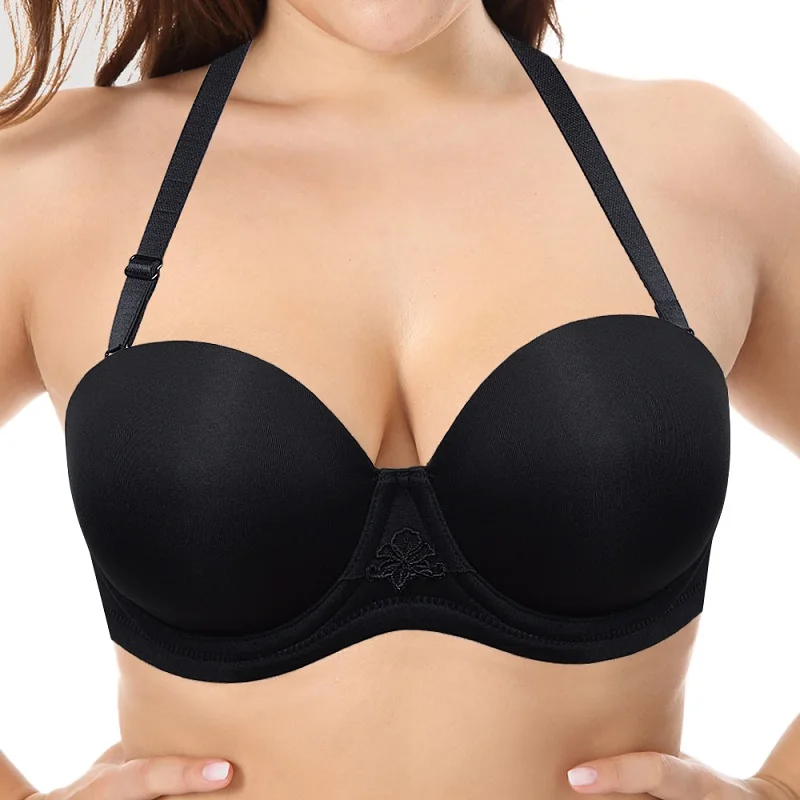 New Women Bra Sexy Bralette Cup B C D E F G H 32 34 36 38 40 42 44 Strapless Removable Anti-slip Silicone Straps Push Up Bras
