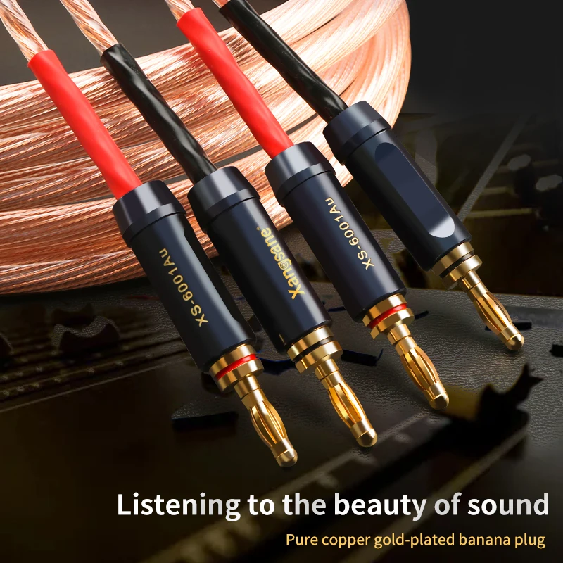 Audiophile 5N OCC Copper Speaker Cable Banana To Spade Plug HiFi Audio Line for Power Amplifier CD DVD Player