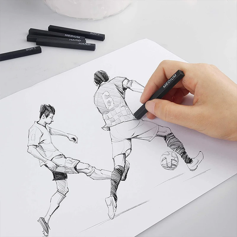 Juego de lápices de dibujo de carbón comprimido cuadrado Premium, 18 piezas, para manualidades de dibujo, bocetos, sombreado